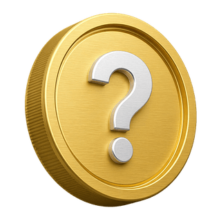 Decorative element on FAQ page showing 3D gold coin with question mark